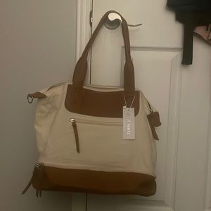 Canvas and vegan leather tote bag